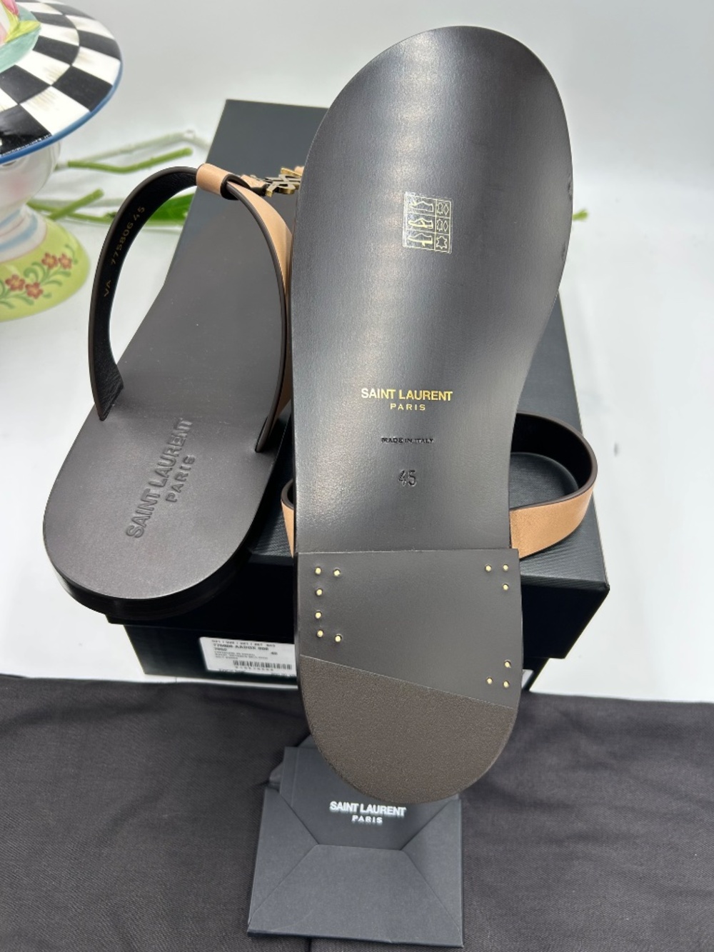 Men’s Saint Laurent Cassandre Leather Sandals . Size 45/12 US. - Picture 8 of 9